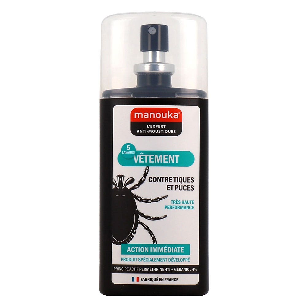 Manouka Spray antipulci e antizecche per gli indumenti Azione immediata 75ml