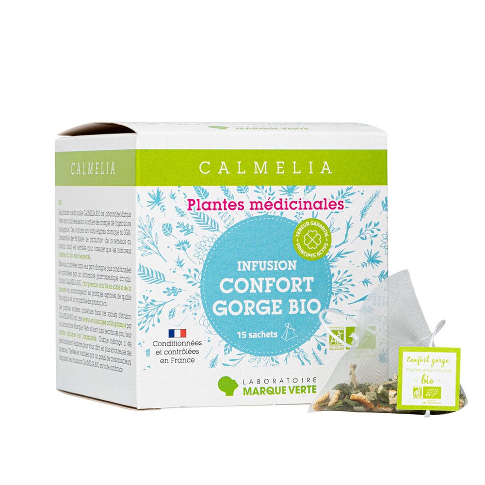 Calmelia Infuso per la gola Comfort biologico 15 bustine di tè