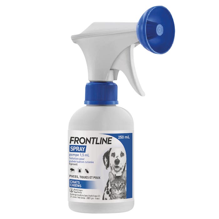 Spray cutaneo anti-pulci, zecche e pidocchi per Cane e Gatto 250ml Frontline