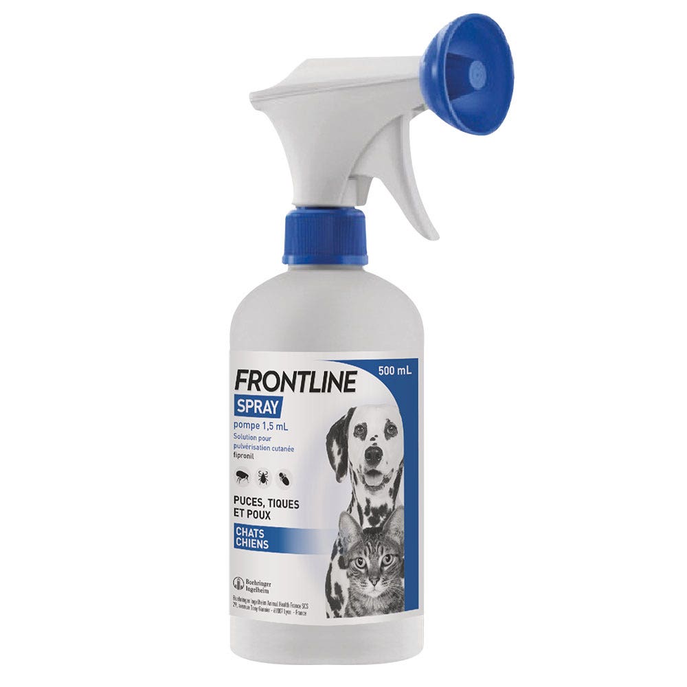 Frontline Spray Cutaneo Anti Pulci Zecche e Pidocchi Per Cani e Gatti 500ml