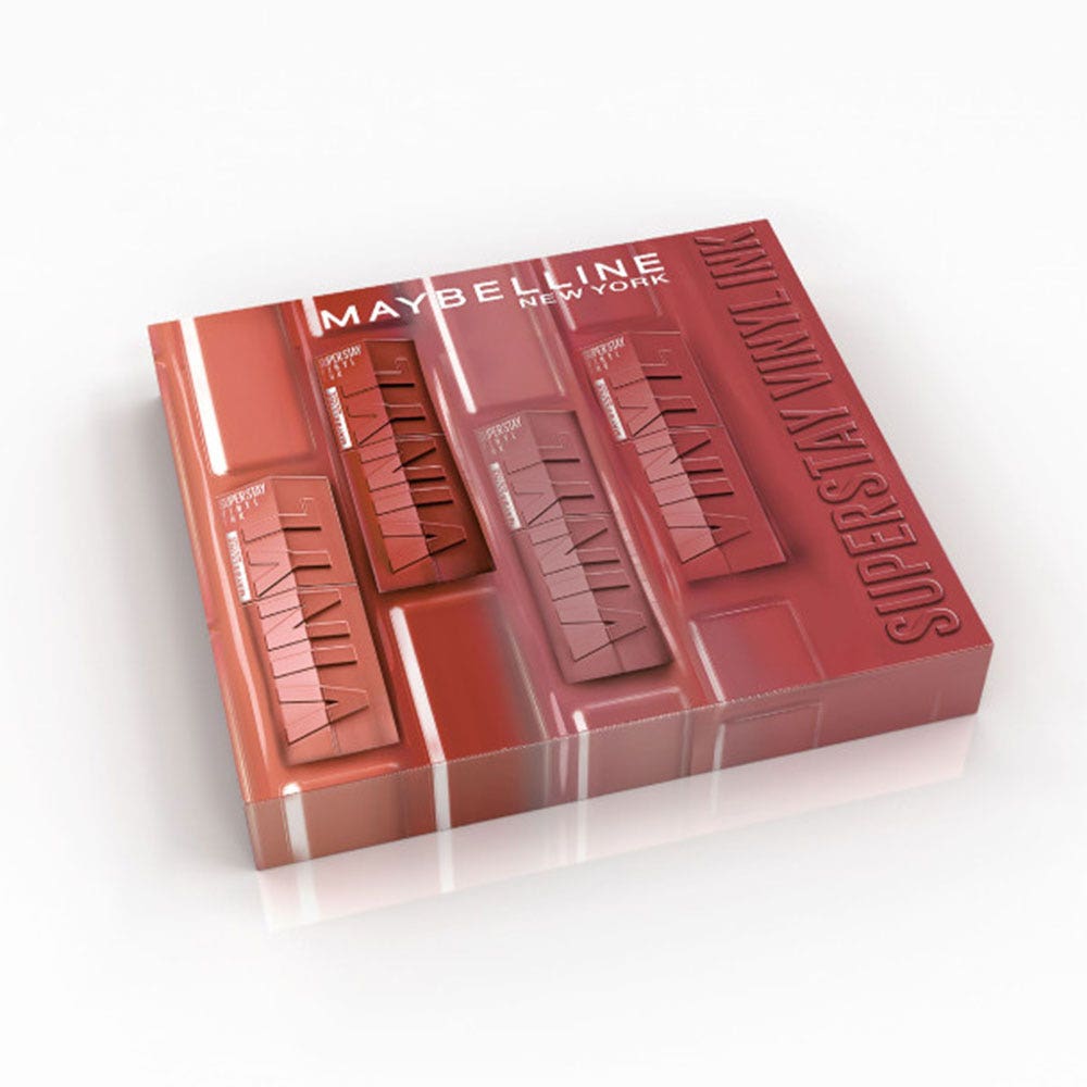 Maybelline New York Superstay Vinyl Ink Set di 4 vernici per labbra Nude Shock 4x4,2ml