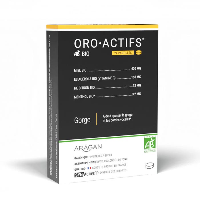 Aragan Synactifs OROACTIFS® BIO Gola 24 Compresse da succhiare