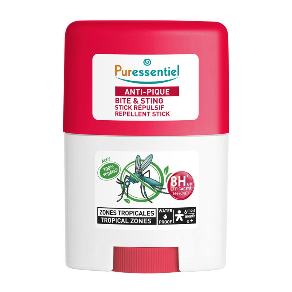 Puressentiel SOS Insetti Stick repellente per zone tropicali zanzare tigri e tropicali da 6 mesi 20ml