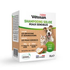 Clement-Thekan Vétosan Pelle Sensibile Shampoo solido Con olio di cocco biologico per Cane e Gatto 100g