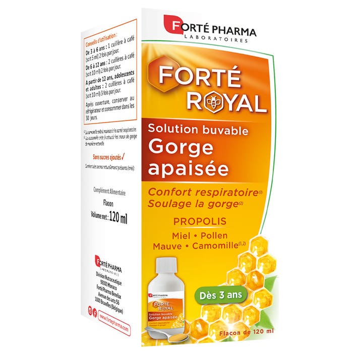 Forté Pharma Forté Royal Soluzione potabile lenitiva per la gola Da 3 anni Gusto caramello 120 ml