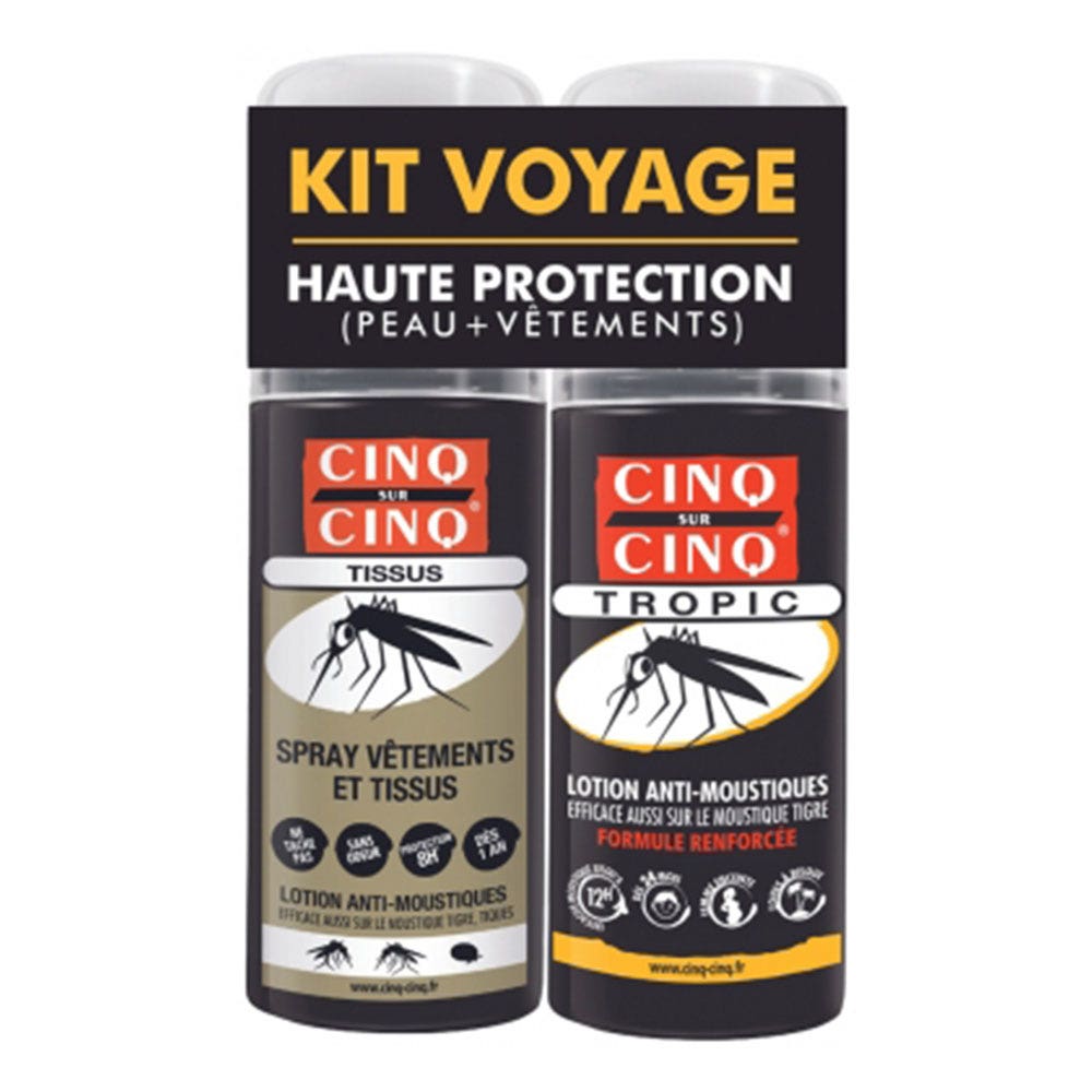 Cinq Sur Cinq Kit da viaggio alta protezione antizanzare spray abiti e lozione dai 24 mesi 100ml