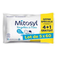Mitosyl Salviette Acqua, Offerta speciale 4 + 1 gratis Confezione da 5x60