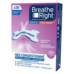 Breathe Right Strisce nasali trasparenti Sensitive Taglia Media x30