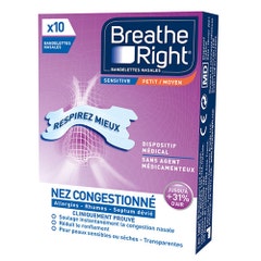 Breathe Right Prorhinel Bandelettes Nasales Transparentes Sensitive Taille Moyenne X10