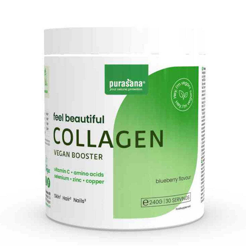 Purasana Collagene Complexe Polvere di bellezza vegana Feel Beautiful Gusto mirtillo 240g