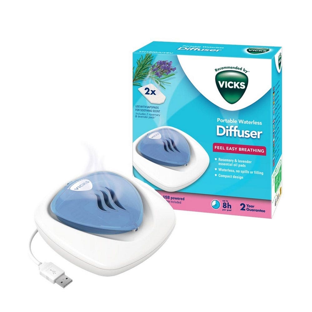 Vicks Diffusore portatile ad acqua VH1800 Lavanda e Rosmarino 2 ricariche