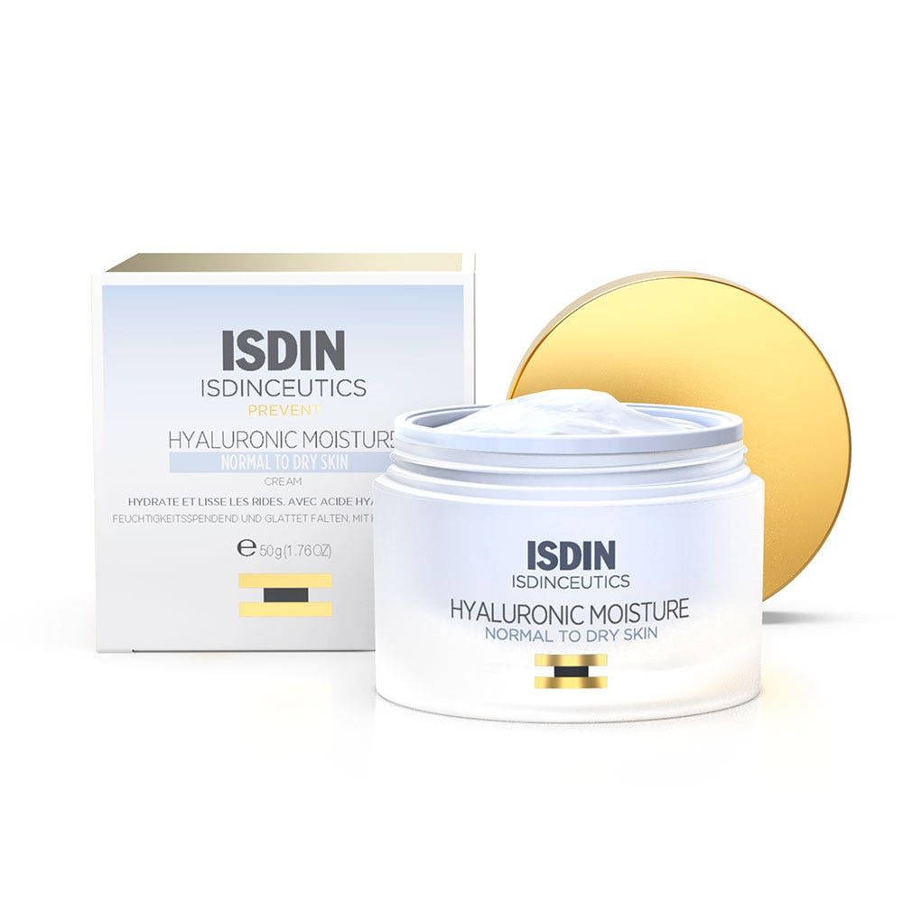 Isdin Hyaluronic Moisture Prevent crema idratante viso e anti-età per pelli normali a miste 50g