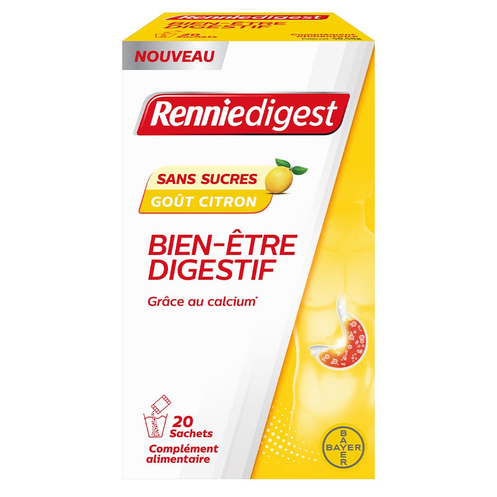 Bayer Renniedigest Benessere digestivo Aroma Limone Senza Zucchero 20 Bustine