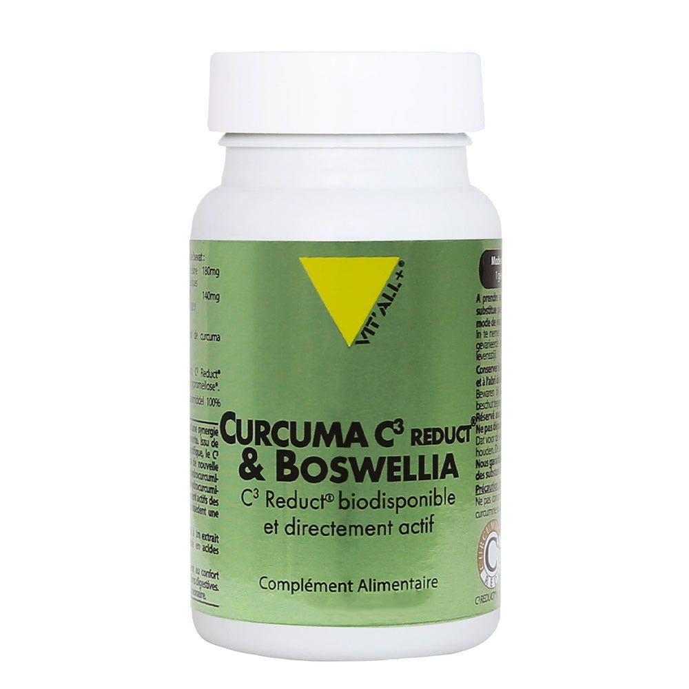 Vit'All+ Curcuma C3 Reduct® e Boswellia Altamente biodisponibile e direttamente Actifa 30 capsule vegetali