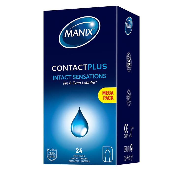 Manix Contact Plus Preservativi Sottili ed Extra lubrificati x24