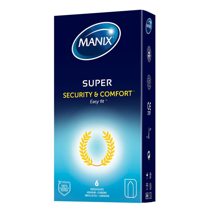 Preservativi di sicurezza e comfort x6 Super Facile da montare Manix