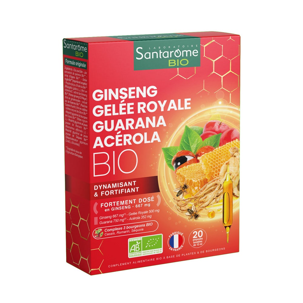 Santarome Ginseng pappa reale guaranà acerola bio vitalità 20 fiale