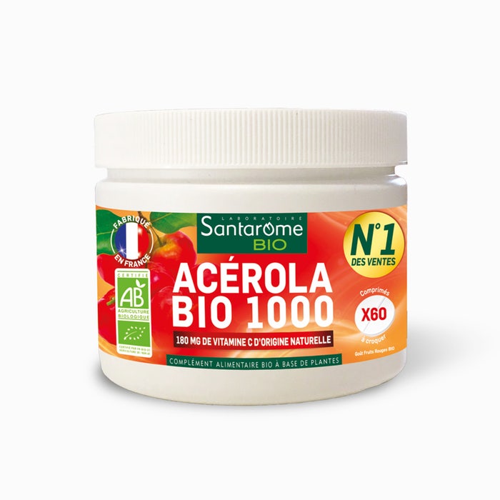 Santarome Acérola Bio 1000 - Vitamine C naturelle 60 compresse
