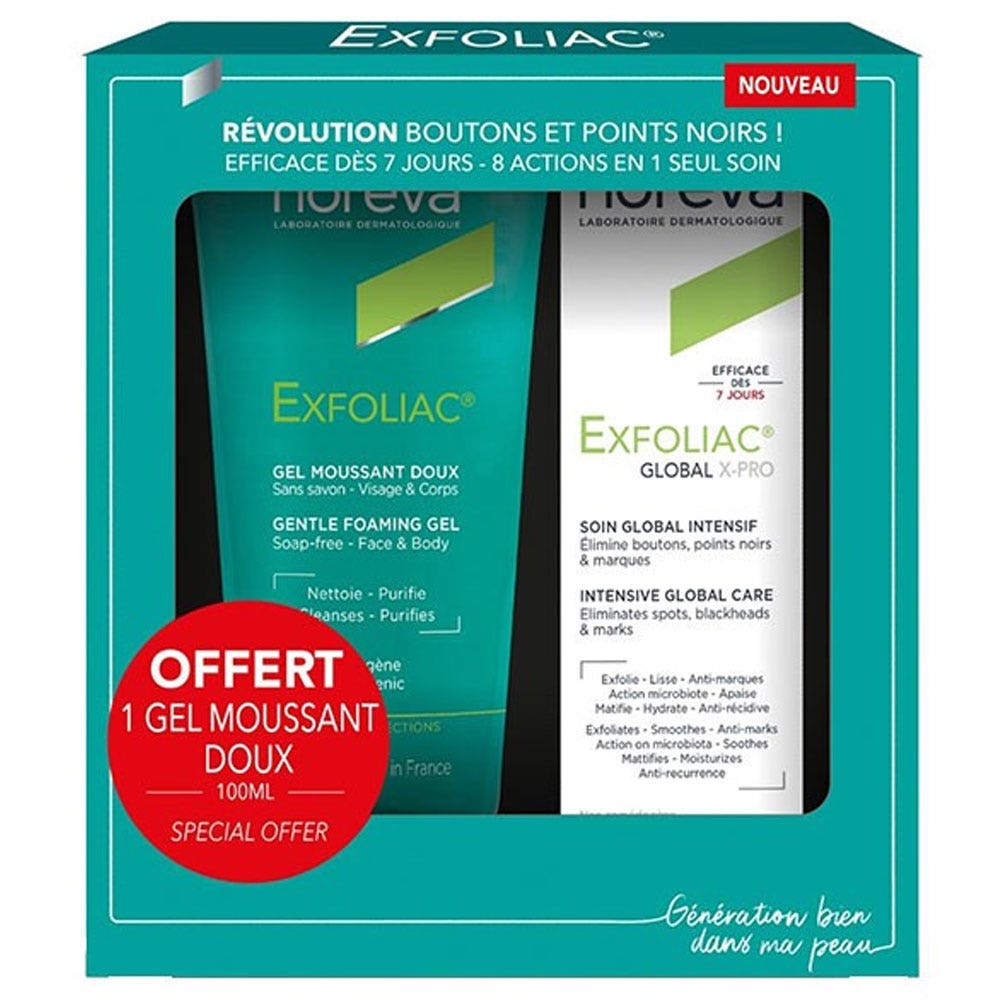 Noreva Exfoliac Set Global Pro 30ml + Gel schiumogeno delicato 100ml