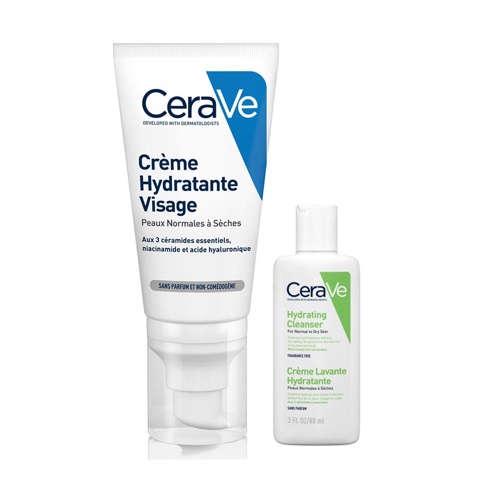 Cerave Face Crema Idratante Viso Pelli Da Normali A Secche 52ml + Crème Lavante 20ml