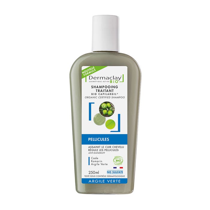 Shampoo trattante biologico 250ml Argilla verde antiforfora Dermaclay