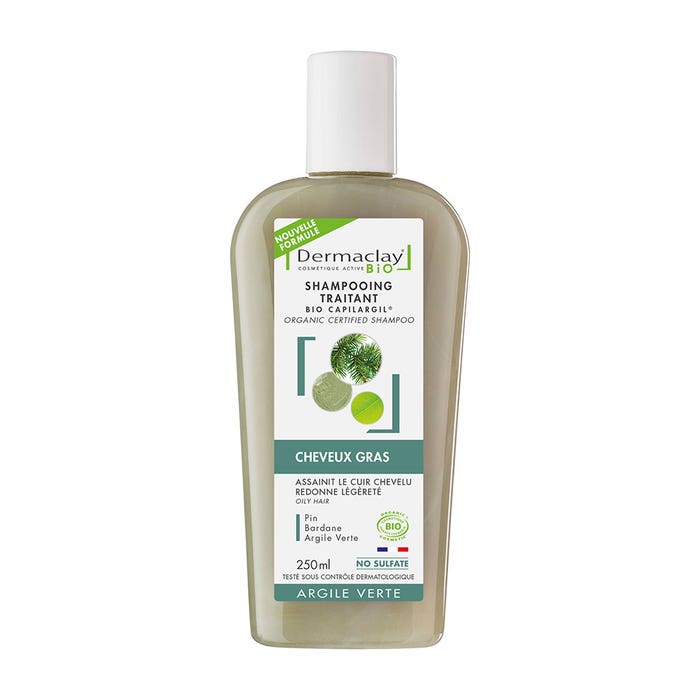 Shampoo trattante Bio 250ml Argilla verde Capelli grassi Dermaclay