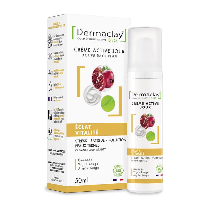 Dermaclay Crema da giorno attiva, radiosità e vitalità biologica 50ml