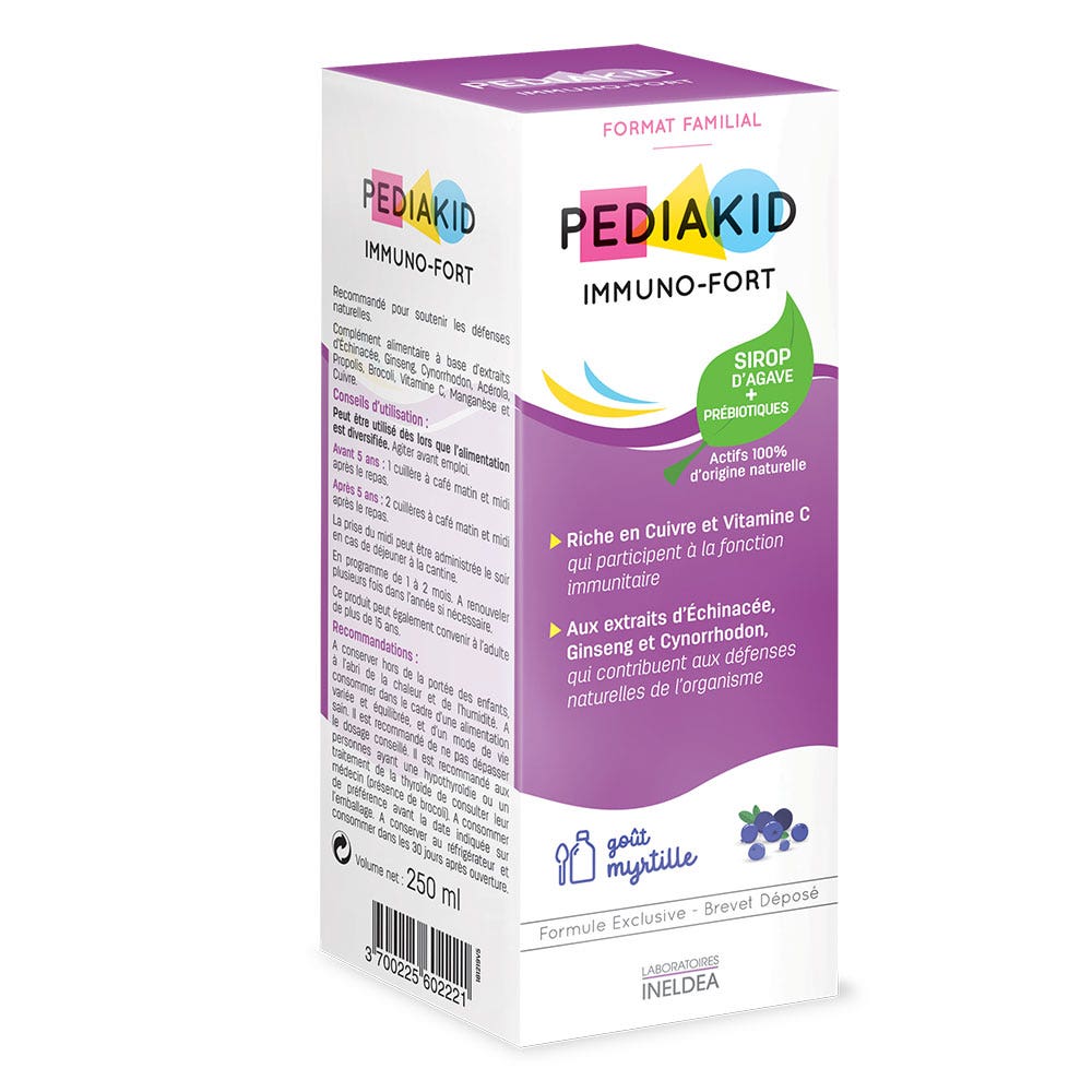 Pediakid Sciroppo Immuno-Fort al gusto di mirtillo 250ml