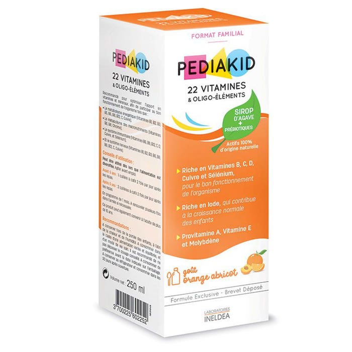 Pediakid 22 Vitamine e oligoelementi Sciroppo di arance e albicocche 250ml