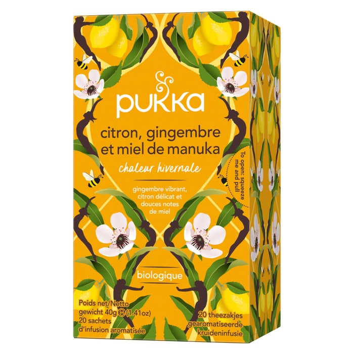 Infuso per le difese immunitarie - Limone, zenzero e miele di Manuka x 20 bustine Pukka