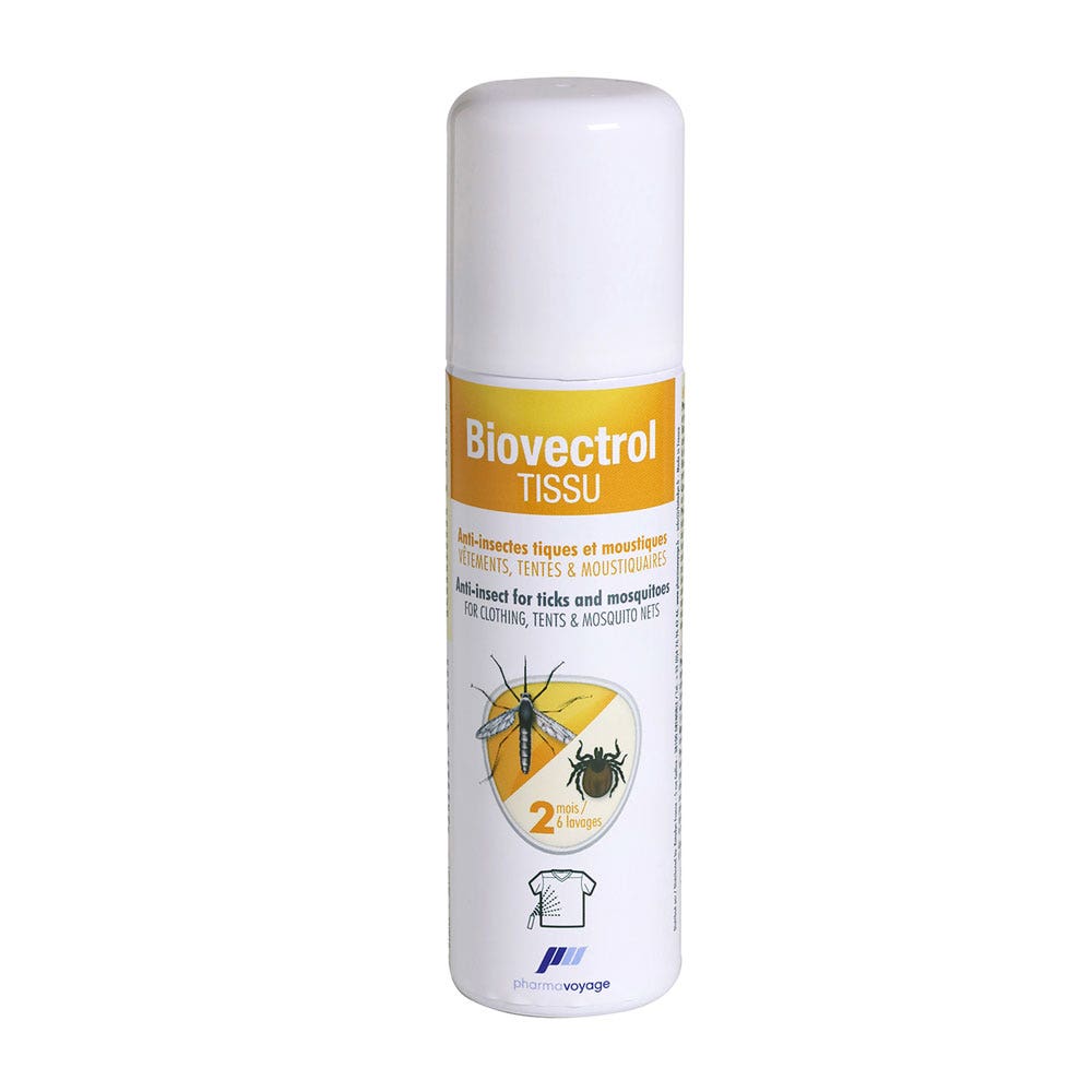 Pharmavoyage Biovectrol Spray tessuti anti-insetti zecche e zanzare per abiti, tende e zanzariere 100ml