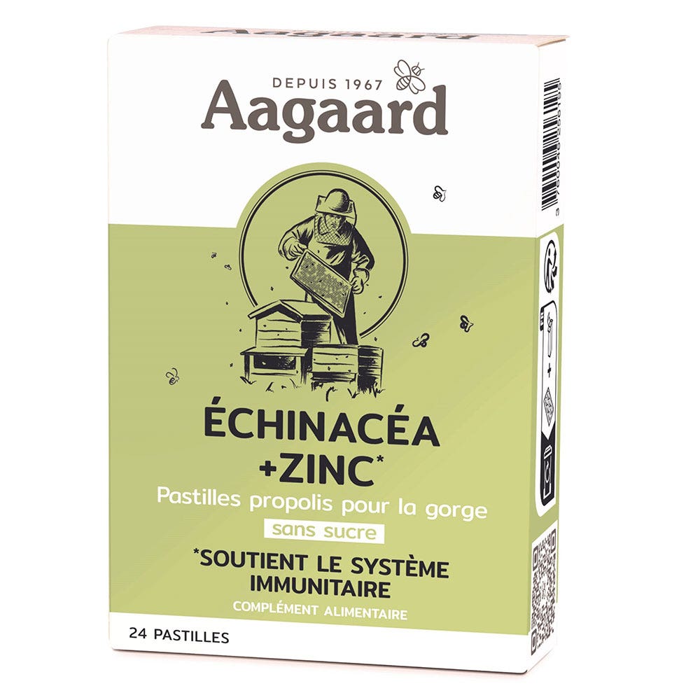 Aagaard Echinacea + Zinco Pastiglia di Propolis senza zucchero 24 compresse