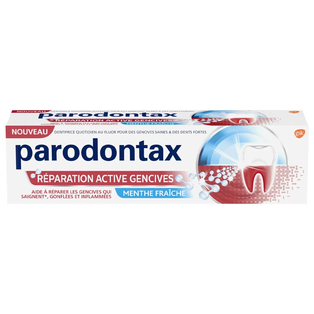 Parodontax Dentifricio Attivo Riparatore Gengive Menta fresca 2x75ml
