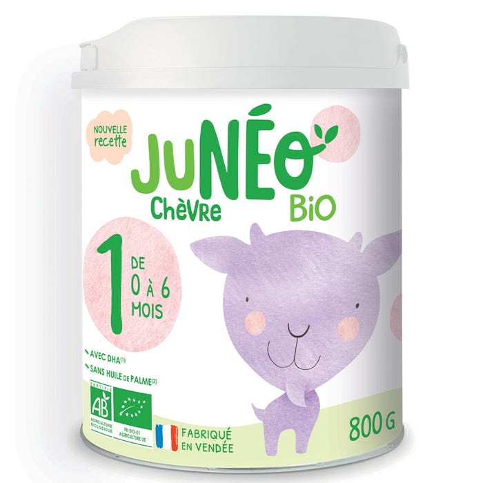 Juneo Chèvre Latte per lattanti biologico 800g Chèvre 1er Età da 0 a 6 mesi Juneo Bio Pour Nourrissons prima età da 0 a 6 mesi 800g