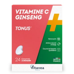 Vitavea Santé Vitamine C + Ginseng Tonus 24 Compresse Masticabili