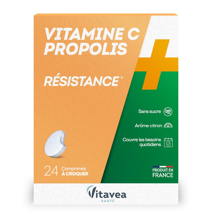 Vitavea Santé Vitamine C + Propolis Résistance 24 Compresse Masticabili