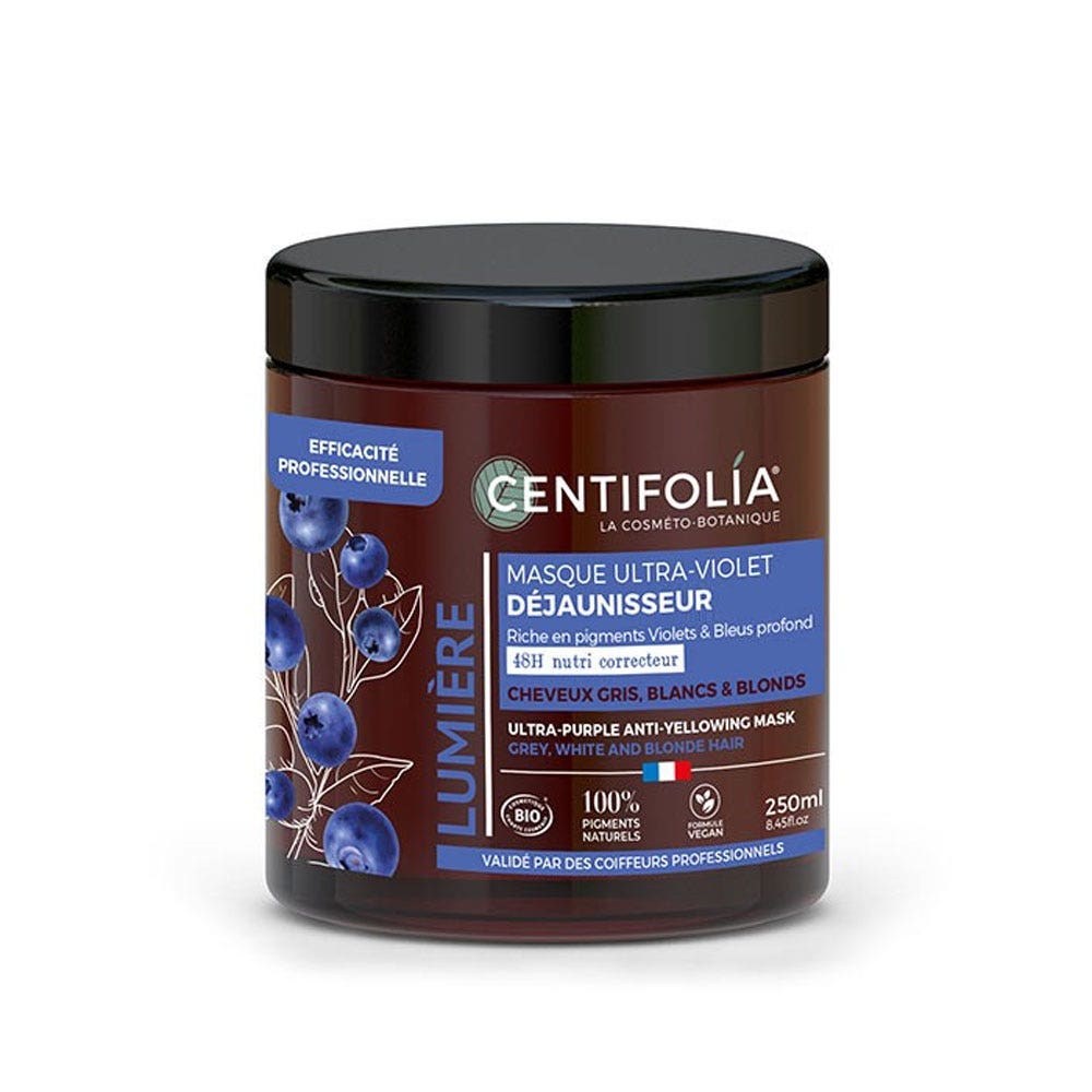 Centifolia Maschera ultra-violet anti-giallo bio per capelli grigi, bianchi e biondi 250ml