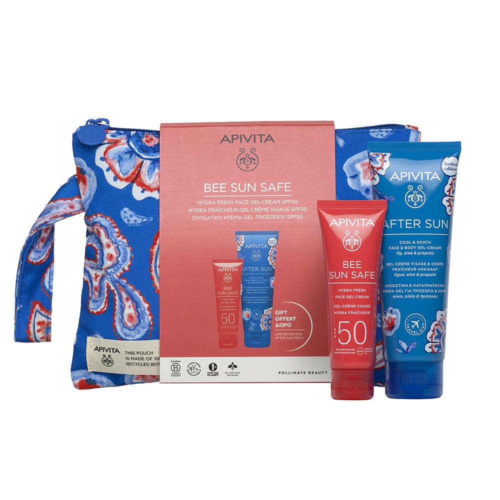 Apivita Bee Sun Safe Kit solare 250ml Bee Sun Safe Gel Crema Hydra Fraîcheur SPF50 + Gel Crema Fraicheur Apivita Crema Hydra Fraîcheur SPF50 + Gel Fraicheur Apaisant 250ml