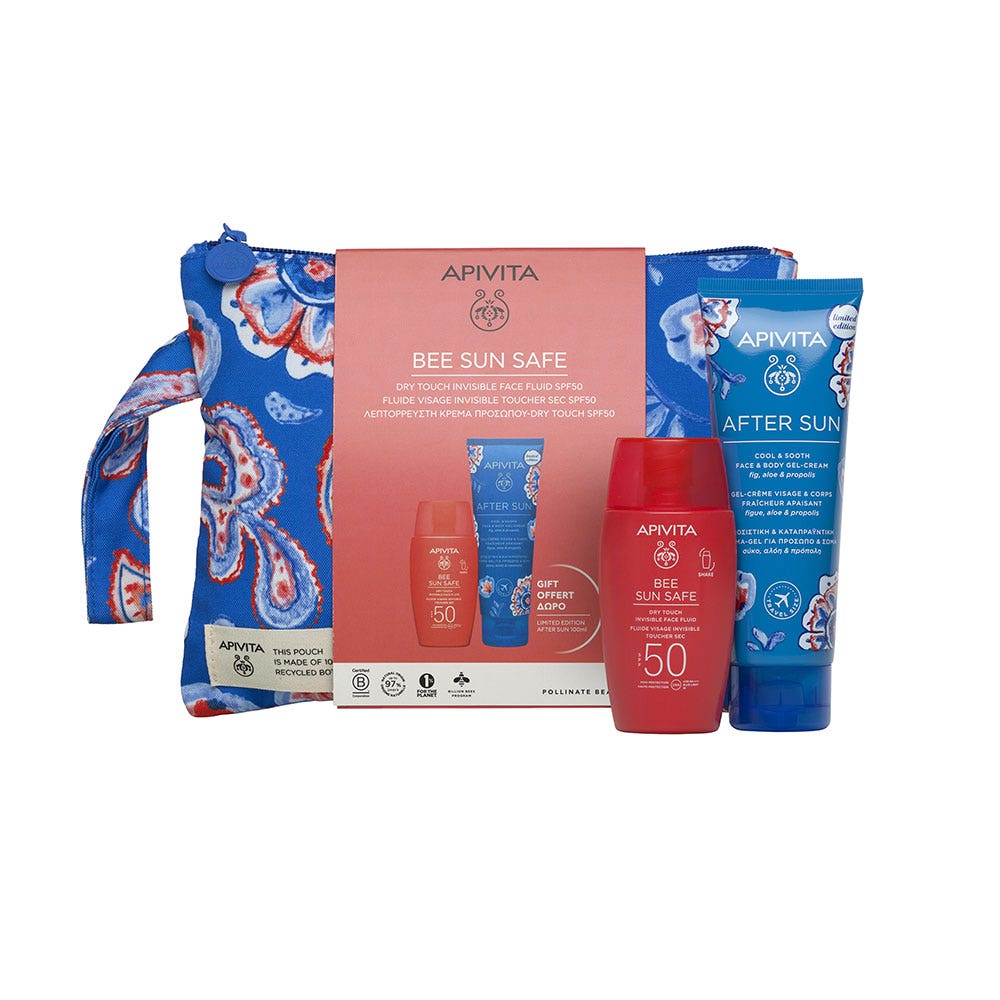 Apivita Bee Sun Safe Sun Kit 250ml Bee Sun Safe Invisible Face Fluido SPF50 + Crema Gel rinfrescante Apivita Invisible Face Fluido SPF50 + Crema Gel rinfrescante e lenitiva 250ml