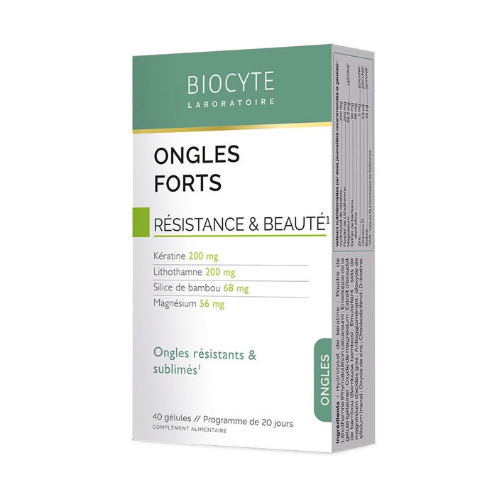 Ongles Forts Keratin Silicea Bambù 40 Gelule 40 gélules Ongles Résistance et beauté Biocyte