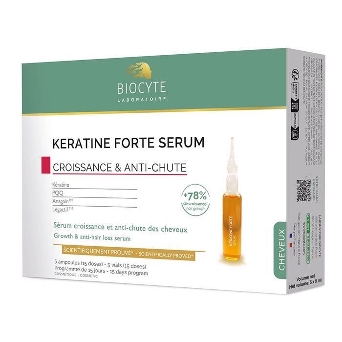 Keratin Forte Siero 5x9ml Cheveux Prevenzione della crescita e della caduta Biocyte