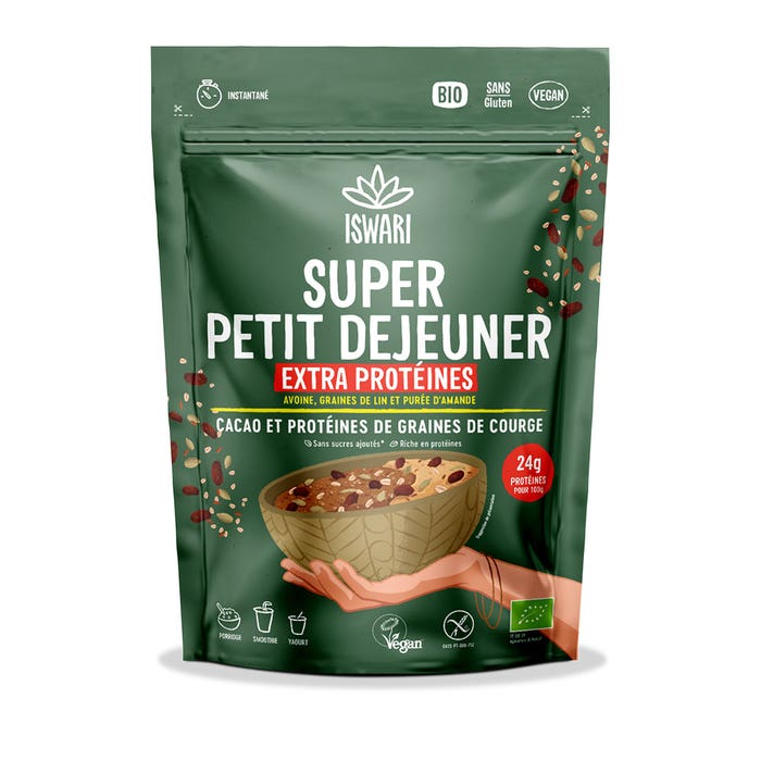 Super Petit Dejeuner Cacao Et Protéines de Graines de Courge Bio 360g Super Petit Déjeuner Iswari