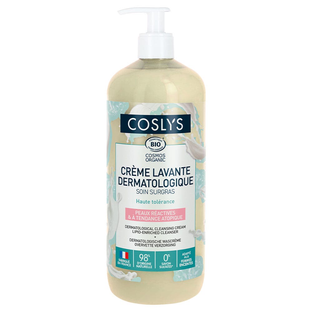 Coslys Crema detergente dermatologica biologica Profumo di mandorla per pelli reattive a tendenza atopica 1L