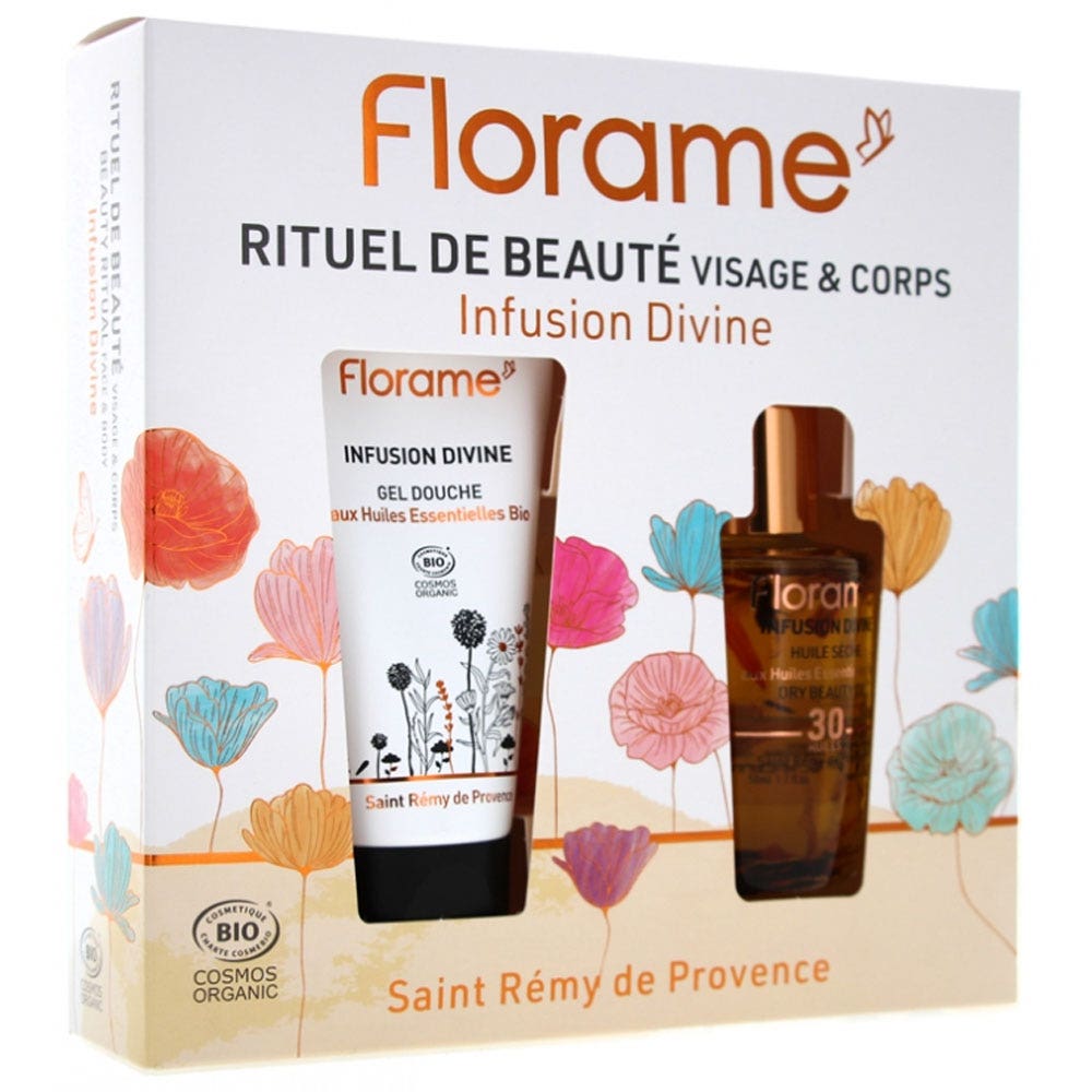 Florame Infusion Divine Set regalo biologico Infusion Divine Olio e Gel doccia