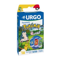 Urgo Urgo Pokémon Tatoo Effetto cerotti x16♦Pokémon Medicazioni Effetto tatoo x16