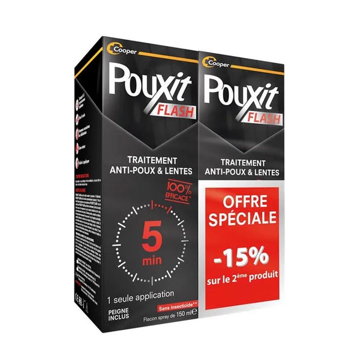 Pouxit Flash Trattamento per Pidocchi e Lendini 2x150ml - Easypara