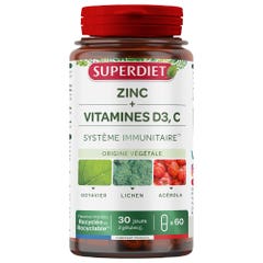 Superdiet Zinco + Vitamine D3 e C Sistema immunitario 60 capsule