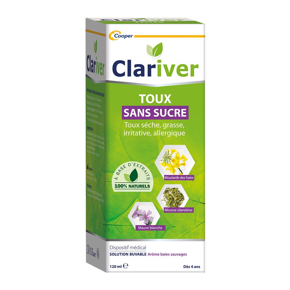 Clariver Sciroppo per la tosse per adulti senza zucchero 120ml