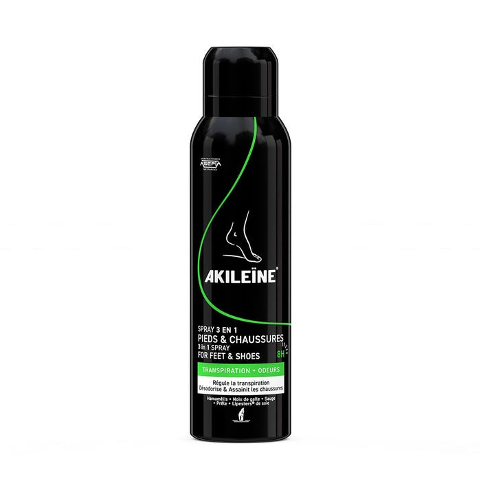Asepta Akileine Spray Nero Deodorante Piedi Antitraspirante 150 ml