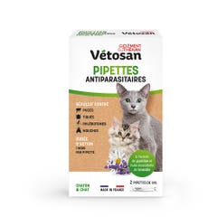 Clement-Thekan Vétosan Repellente per pulci e zecche per gatti e Gattini 2 Pipette